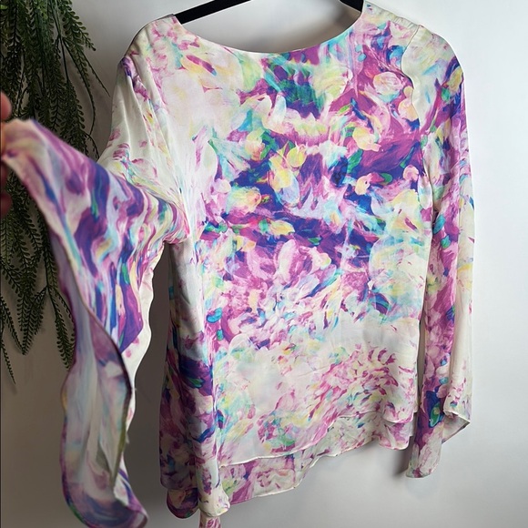 Parker Asymmetrical Long Sleeve Pink and Purple Blouse - Picture 9 of 10